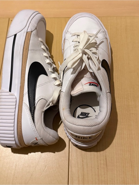 Nike Shoes - Nike Women's  White Sneakers with Black Swoosh and Tan Trim